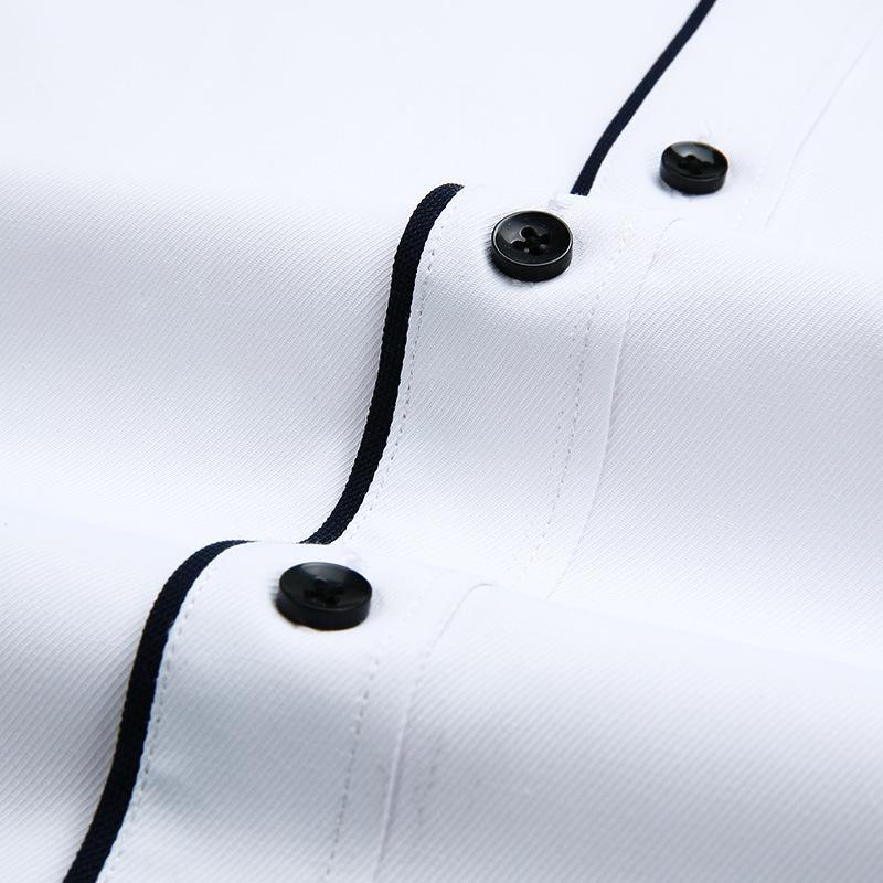 2025 Spring/Summer Men's Iron-Free White Long Sleeve Business Casual Shirt - Plus Size Available