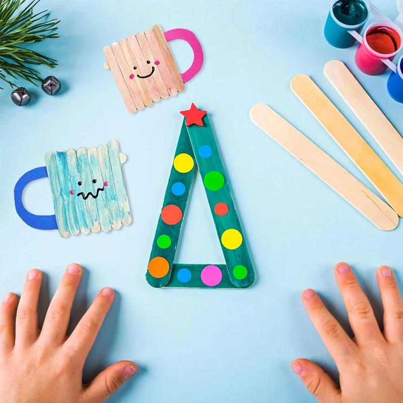 100pcs Natural Wooden Ice Cream Popsicle Sticks Wood Stick Ice Cream Spoon Hand Art Ice Cream Ice Cube Lollipop Cake Tools