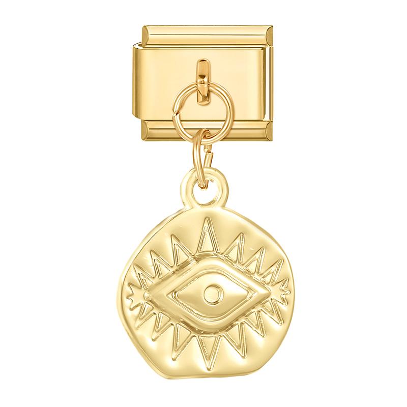 Gold Color Heart Lips Bow Knot Rose Swan Fishbone Pendant Charm Links Fit 9mm Stainless Steel Bracelet DIY Making Men Women Gift
