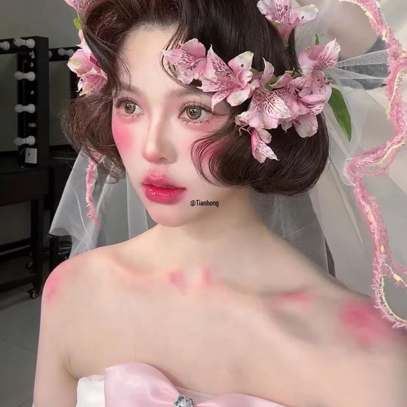 Mori Style Bridal Flower Headpiece: Fairy Princess Hair Accessory for Outdoor Wedding Photo Shoots
