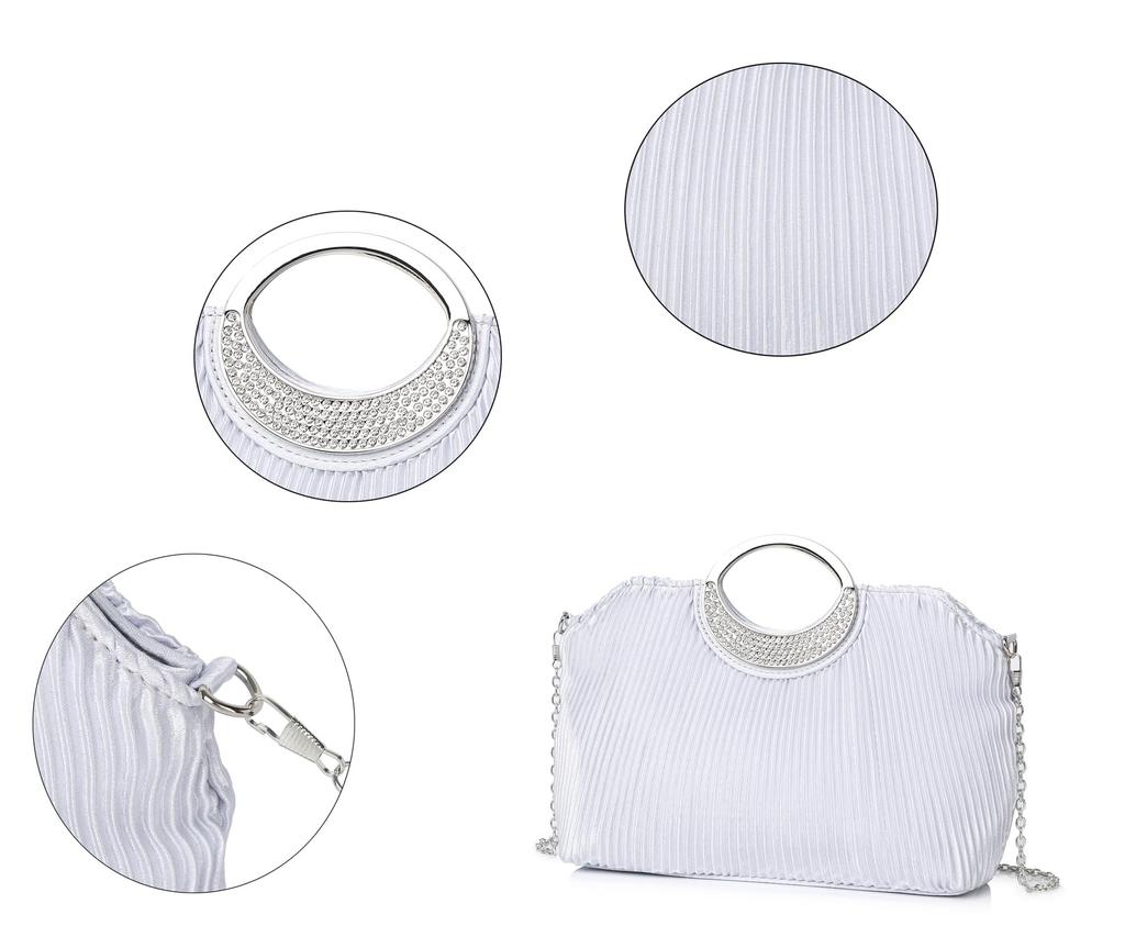 SUNSPOT Party Bag, Large Clutch Bag, Wedding Bag, Large Handbag, Women's, 3-Way (Silver H)