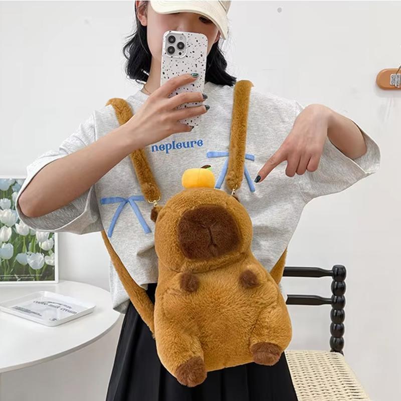 New Kawaii Plushie Doll Capybara Plush Backpack Handbag Children's Bag Toy Shoulder Bag Mini Knapsack Bags Gifts for Girlfriend