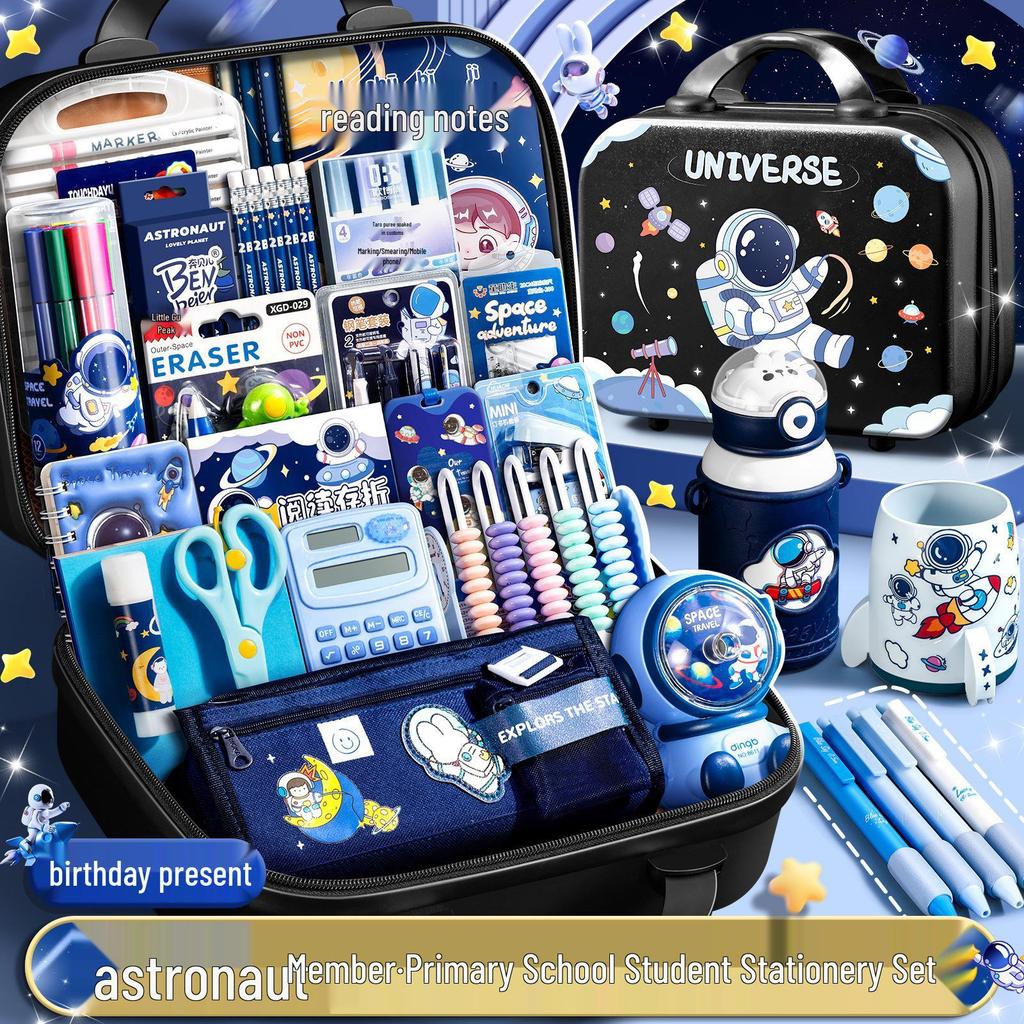 Astronaut Stationery Set: Comprehensive Learning Supplies for First-Grade Boys' Back-to-School or Birthday Gift.