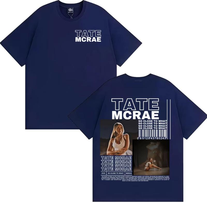 Tate Mcrae Album So Close To What 2025 Tour T-Shirt Unisex Unisex Mode Ästhetik Lässige T-Shirts Hohe Qualität Baumwolle T-Shirt