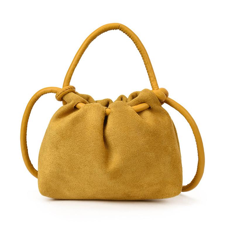 Vintage Style Pu Water Bucket Handbag With Top Drawstring Closure For Casual Outings