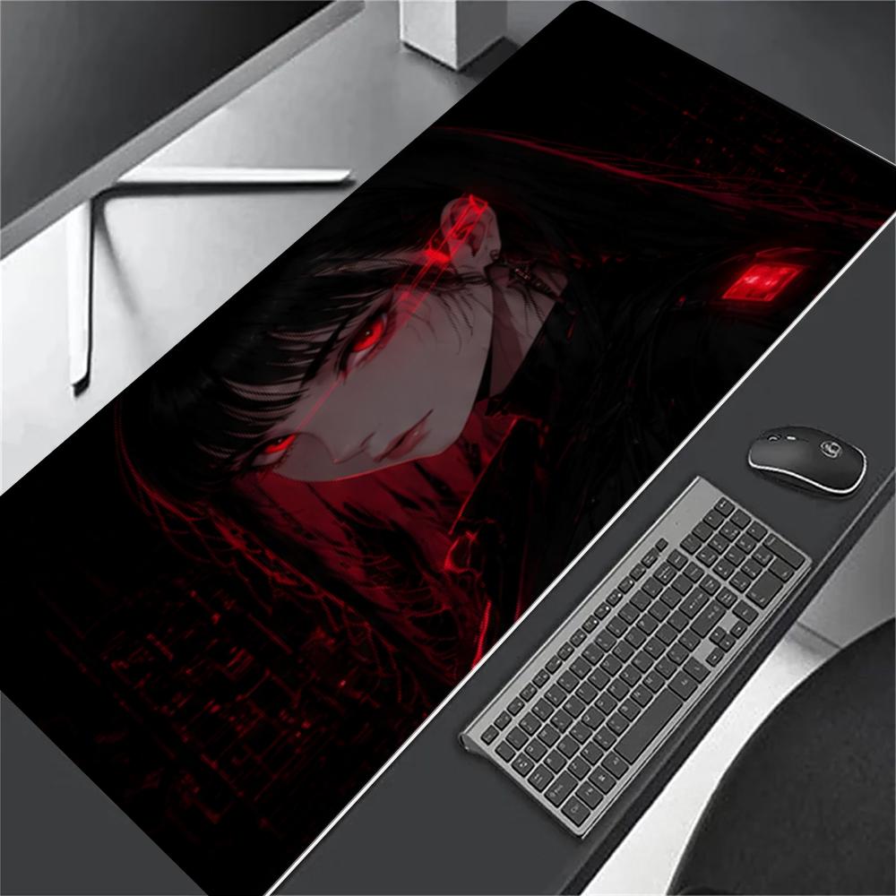 Dunkler Gothic-Stil Rote Augen Mädchen Mauspads Schreibtischmatte Schreibtisch-Interieur Mauspads Gamer Spielmatte Gaming-Raum Dekoration Großes Mauspads
