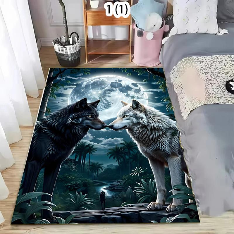 2D Tiger Leopard Cheetah Lion Wolf Area Rug,Carpet Rug for Living Room Bedroom Sofa Doormat Kitchen Decor,Kid Floor Mat