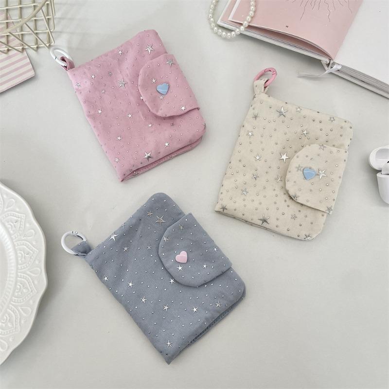 Star Sequined Document Sorting Card Bag, Coin Storage Wallet, Zipper Card Holder, ID Card Student Card Bag.