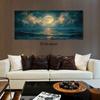 1 Stück: Traumhafter Mondlicht-Ozean Dekoratives Gemälde, Modernes Wohnzimmer, Eingangshalle, Schlafzimmer Hintergrundwandbehang, Leinwand