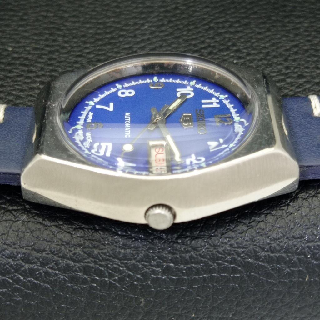 AUTOMATIC VINTAGE SEIKO 5 6309A JAPAN MENS BLUE COLOR DIAL WATCH a500804-5 R154-a500804