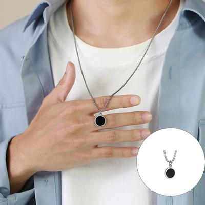 Stainless Steel Round Pendant Necklace Lightweight Clavicle Chain Accessories Elegant Women's Fashion Accessory