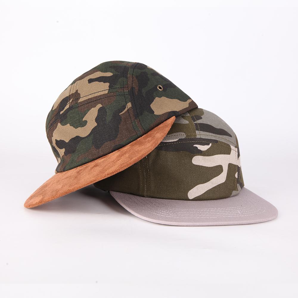 Camo Sports Hat High Quality 5 Panel Flat Brim Hip Hop Snapback Caps Hats for Mens and Womens