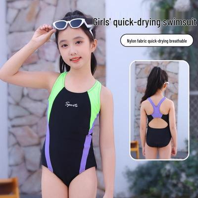 Costume da bagno intero boxer a rapida asciugatura per bambine, per gare e allenamenti, disponibile per bambini di taglia media e grande