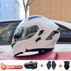 Full Face Motorcycle Helmet With Dual Visor Winter Warm Lining Bluetooth Slot Scooter Riders Men Women All Season