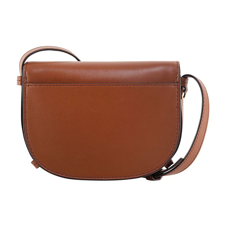Michael Kors Hally Solid Color Vintage Letter Buckle Leather Saddle Bag Women Shoulder Bag Brown 32F1G2HC1L-230