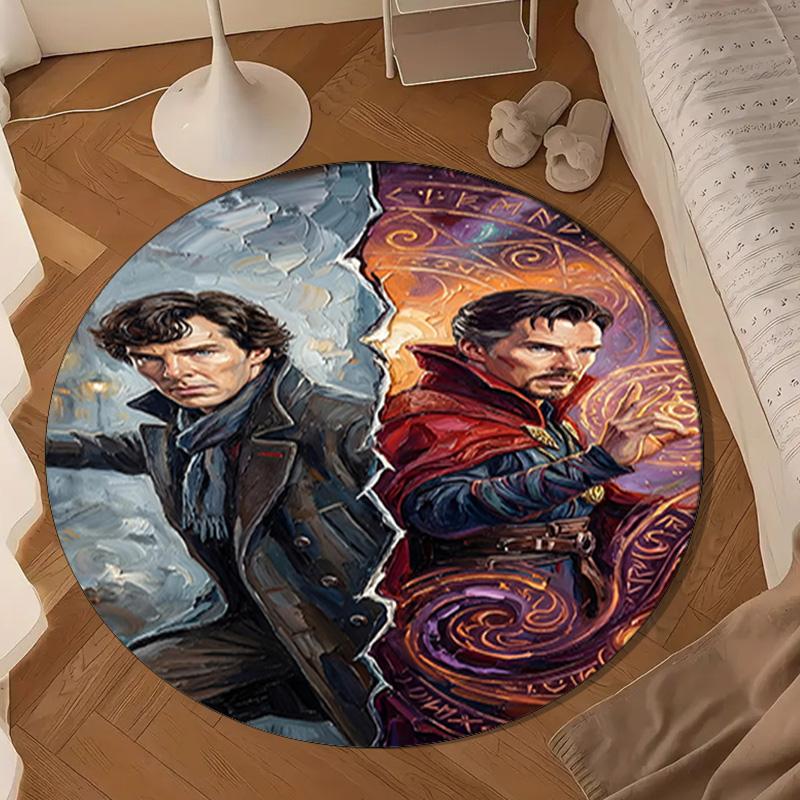 Sherlock Victorian Mystery Round mat, Anti-slip Circle Carpet Chair rug For livingroom,Bedroom, doormat home decor Gift Christmas Gifts