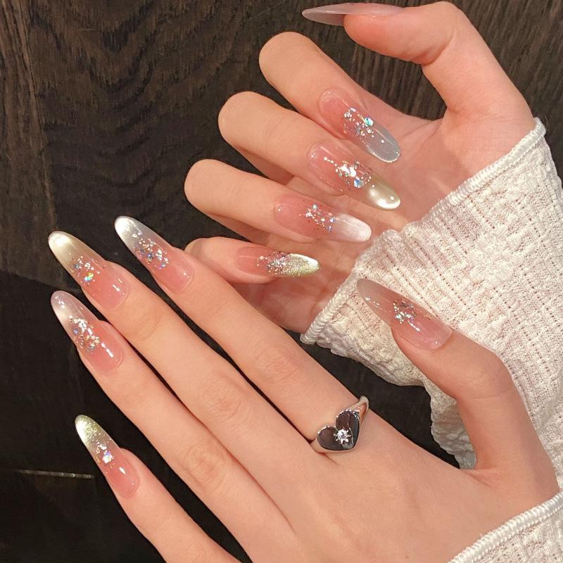 Genki Rainbow Cat Eye Flashy Blush Dopamine Handmade Wearable Nails