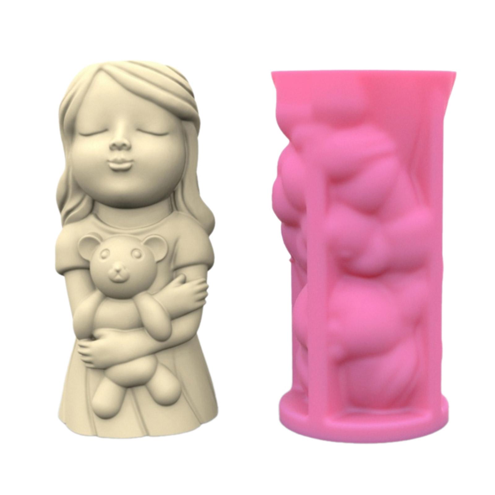 

DIY Flowerpot Mold Silicone Pencil Holder Mould Bear Girl Shape Silicone Material for DIY Making Concrete Flowerpot Vase 1