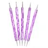5pcs Pink Double-head Nail Art Dotting Pens Marbling Handle Manicure Tool
