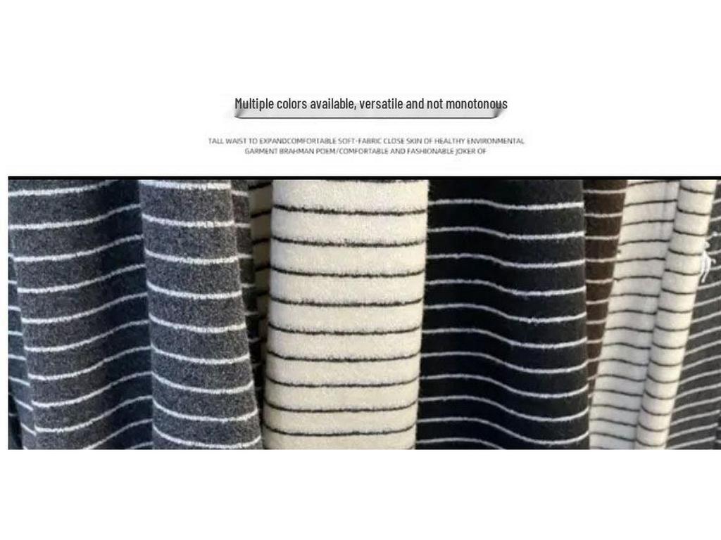 Women's High-Waist Retro Striped Velvet Wide-Leg Pants - Winter Warmth & Slim Fit