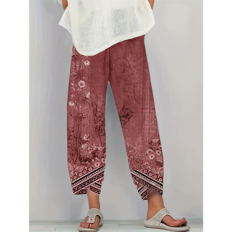 Schicke Vintage Blumen-Caprihose - Lässig und bequem mit elastischem Bund und Taschen