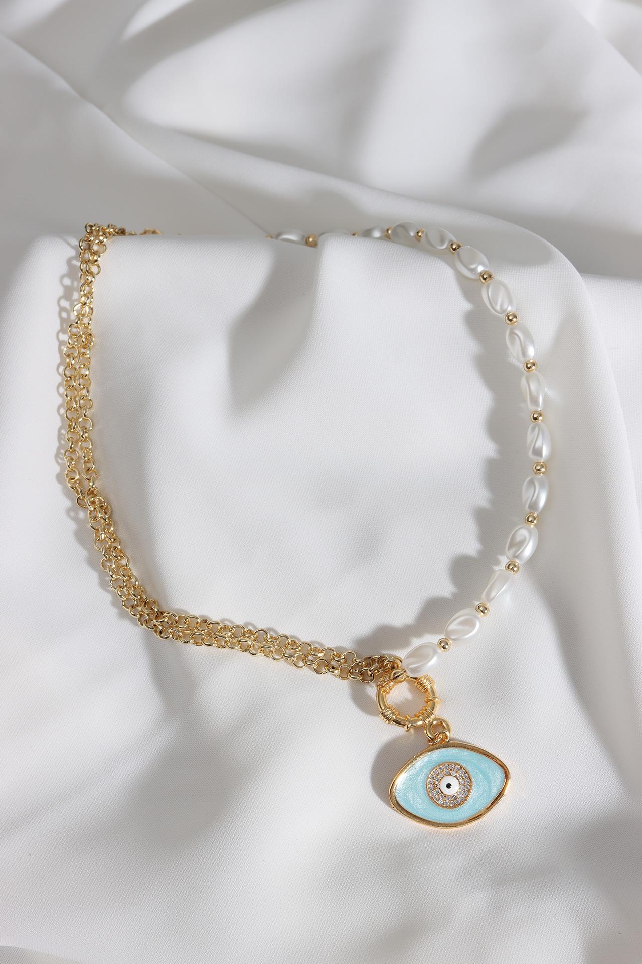

Жемчужное ожерелье с кулоном «Сглаз от сглаза», эмалью для глаз