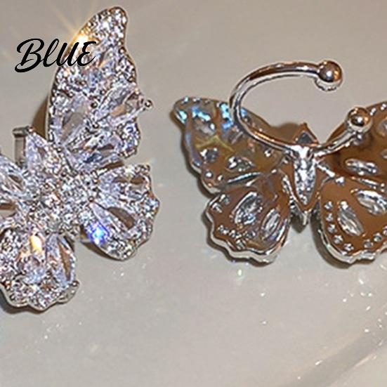 Rhinestone Clip-on Earrings 1 Pc Women Butterfly Ear Cuff Clip-On