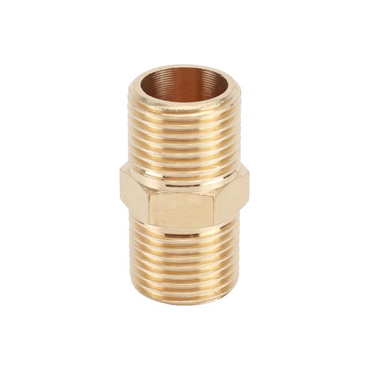 4-Point Dual Male Thread Antique Copper Pipe Extension Connector with Double Female Connection.