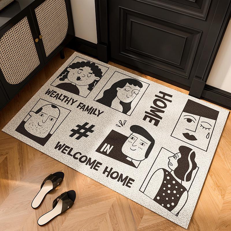 Silk Loop Non-slip Door Mat: Text Version, Living Room Entrance Mat, Household Carpet.