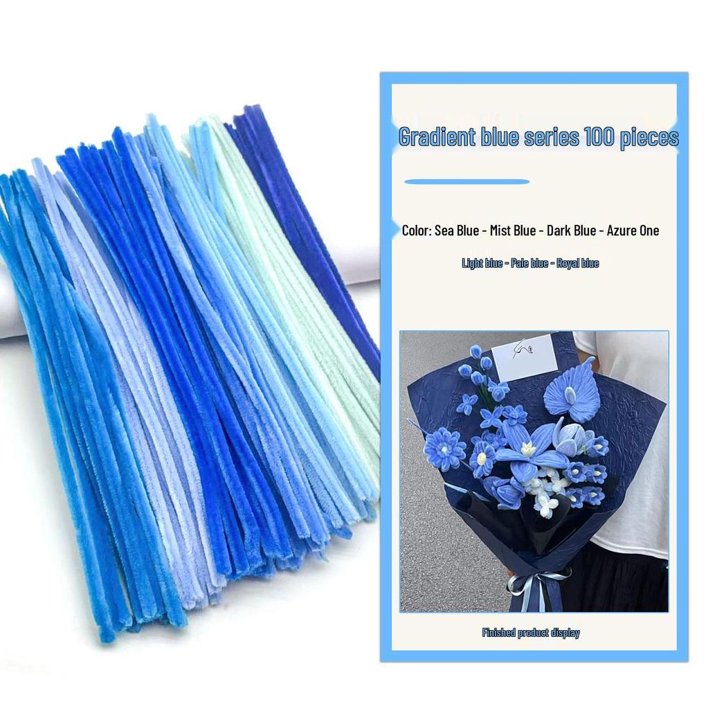 Thickened White Chenille Pipe Cleaners - Mixed Colors for DIY Bouquet Crafts