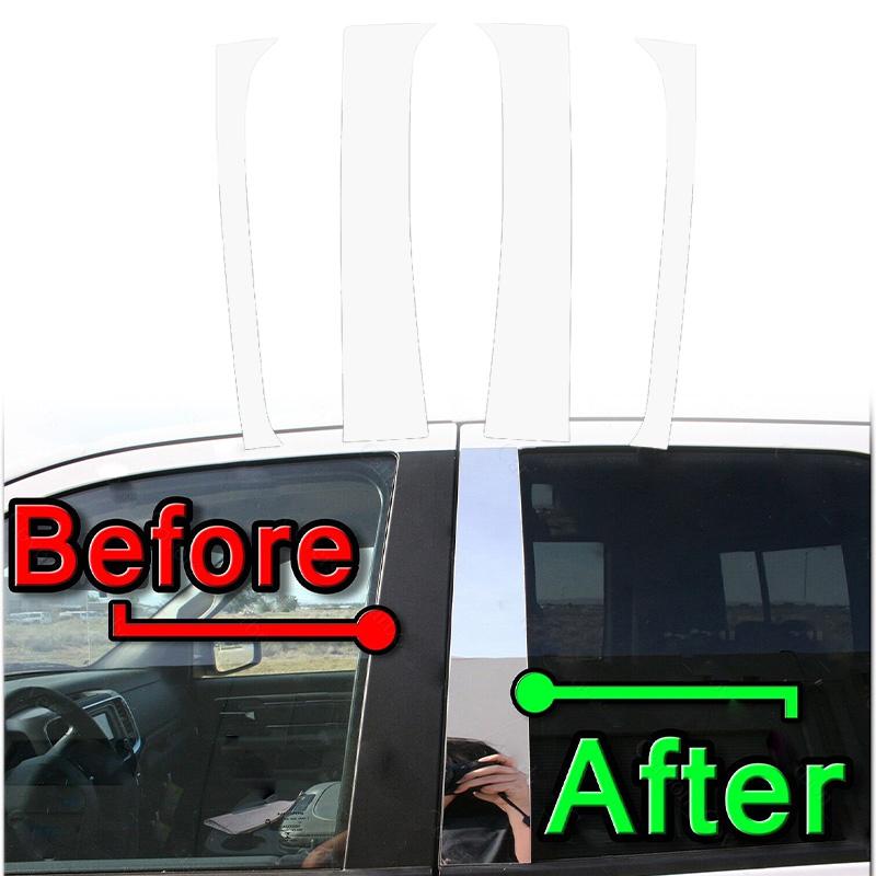 Silvery Car Door Pillar Posts For Dodge Ram Dodge Ram 1500 2-Door Club Cab 1995-2002 Window Trim Cover BC Column Sticker