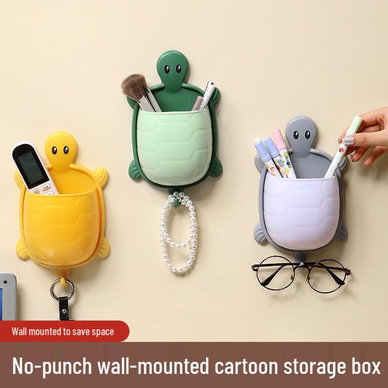 Wall-Mounted Turtle Toothbrush Holder with Drain