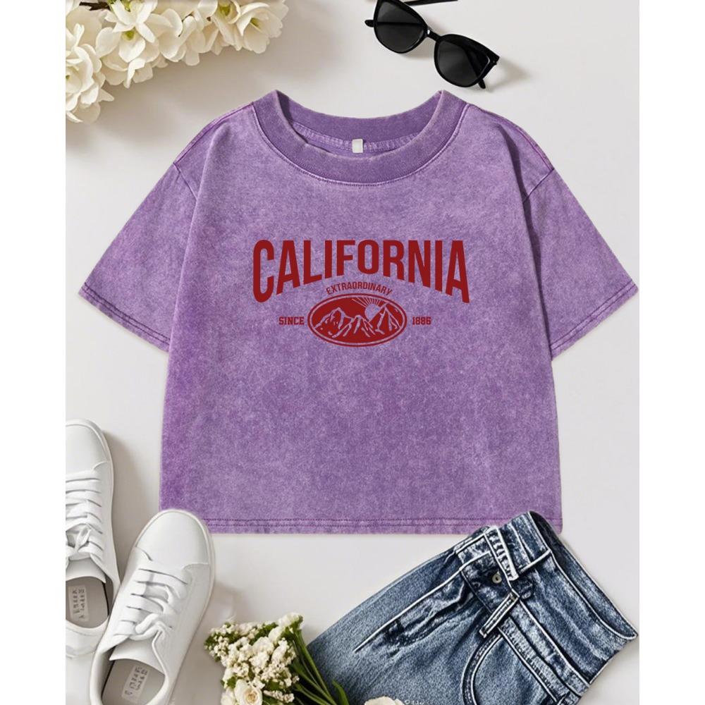 

Футболка женская укороченная с принтом горной цепи Калифорнии с 1886 года, стиранная, летняя, удобная, хлопковая, с коротким рукавом XL
