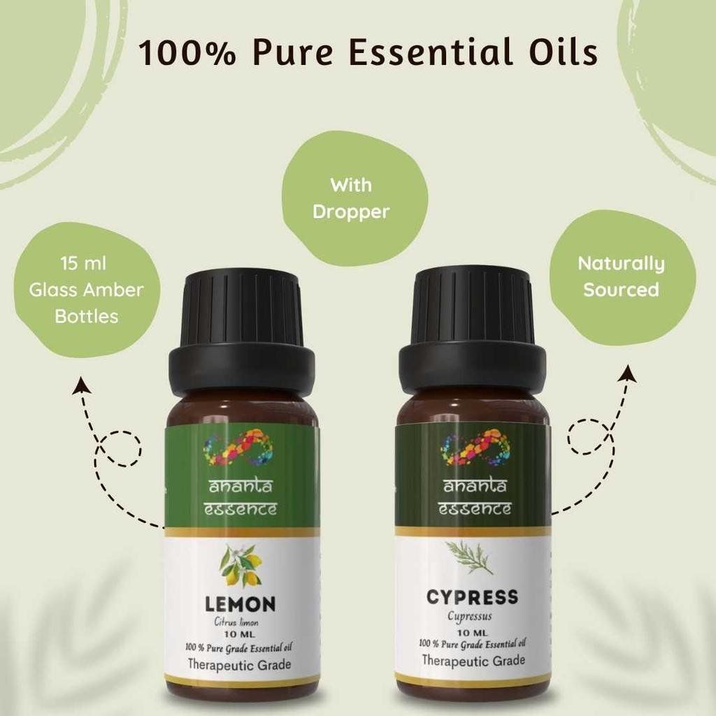 Ananta Feel Better Essential Oil Combo – Lemon & Cypress Aroma Oils (10 Ml × 2)