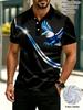 Men's Outdoor Polo Shirt, Mixed Color, Multiple Specifications Available, Polyester Fabric, Dynamic Bald Eagle Print, Luxurious Golden Stripe,