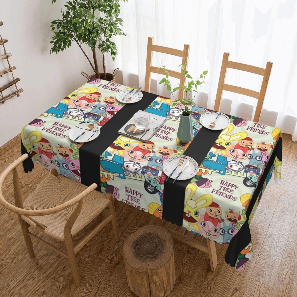 Happy Tree Friends Limited Edition Perfect Rectangular Tablecloth Oilproof TableCover for Festival Party Decorations Table Cloth 137x183cm