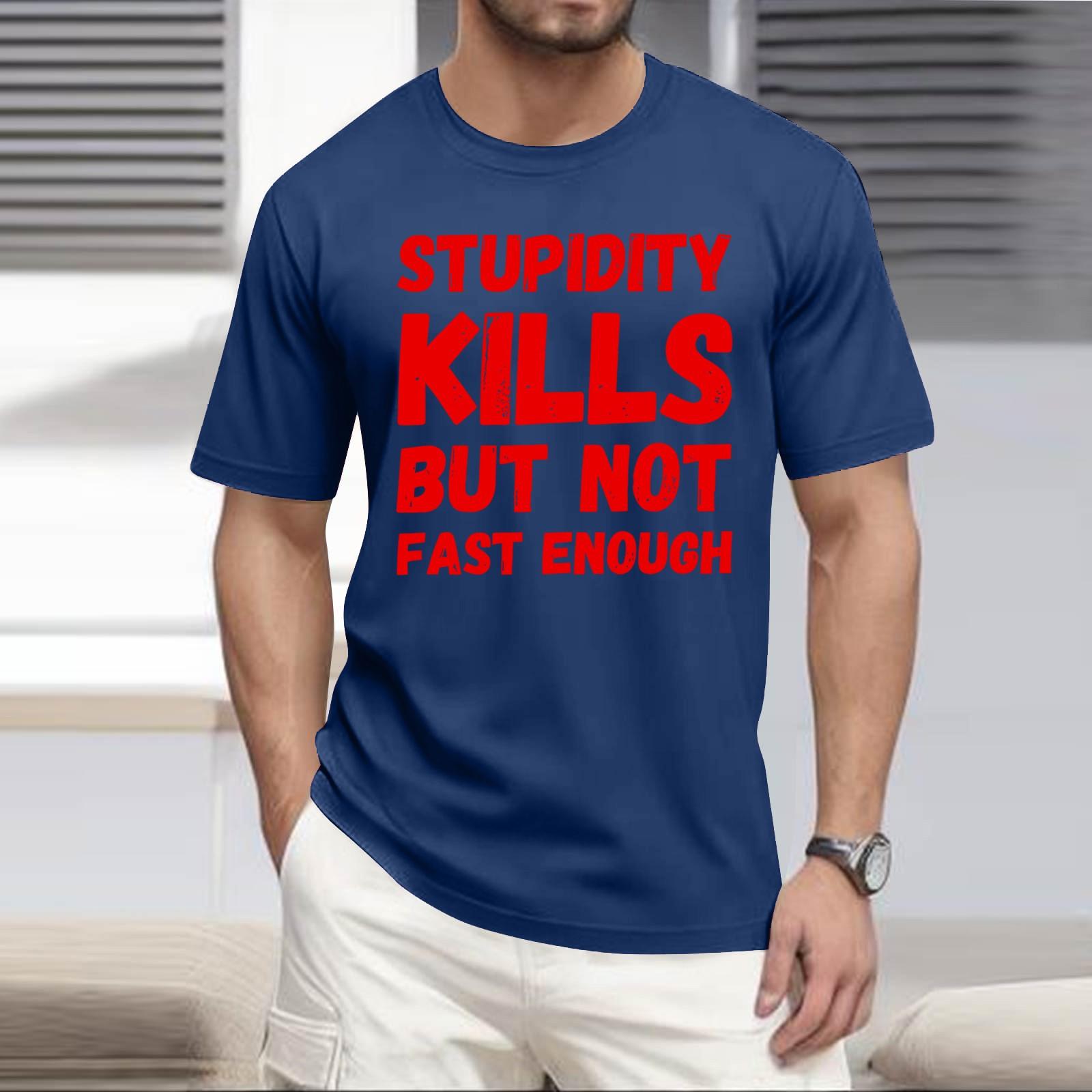 

Летняя мужская популярная футболка с круглым вырезом и коротким рукавом с принтом XXL синий