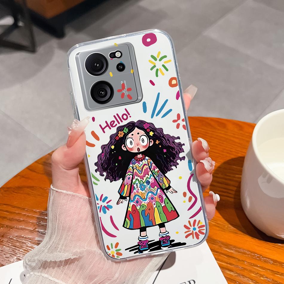 Clear Case For Xiaomi 13T Pro Soft TPU Silicone Cute Cartoon Back Cover For Xiaomi 13 T 13TPro Anti Drop Lightweight Phone Cases