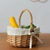 Picnic Basket Rattan Storage Serving Basket,Rustic Wicker Woven Hamper for