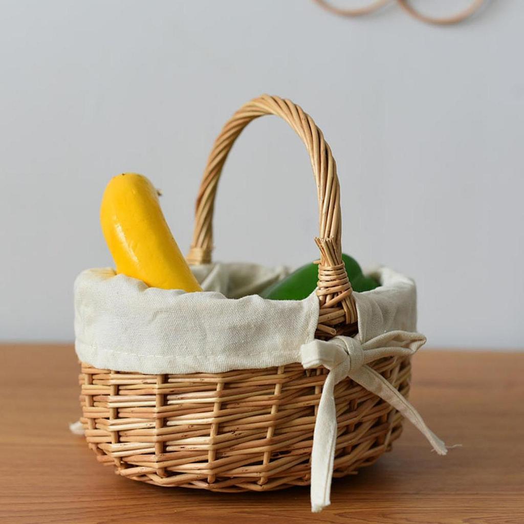 Picnic Basket Rattan Storage Serving Basket,Rustic Wicker Woven Hamper for