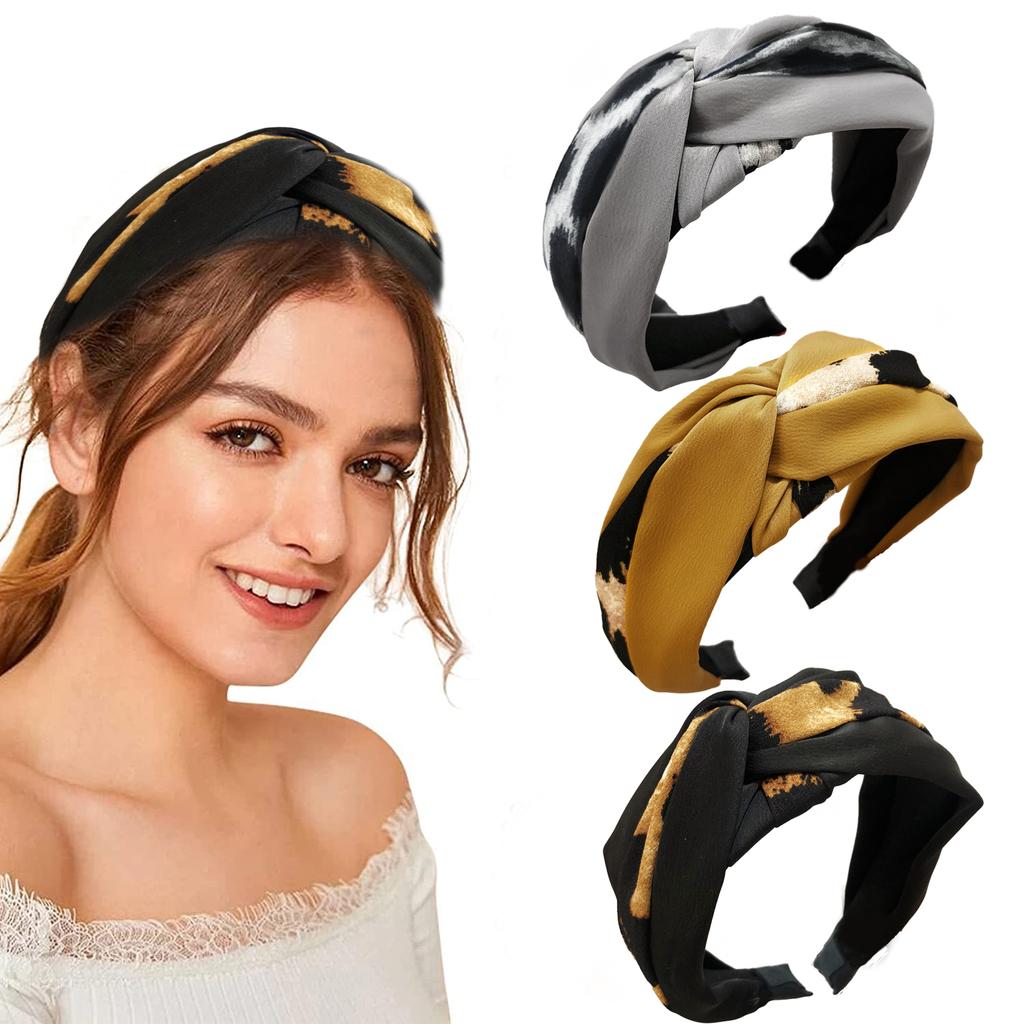 A Unique Leopard Print Color-blocked Knotted Headband with a Goddess-like Charm and a Trendy Fabric Wide Headband