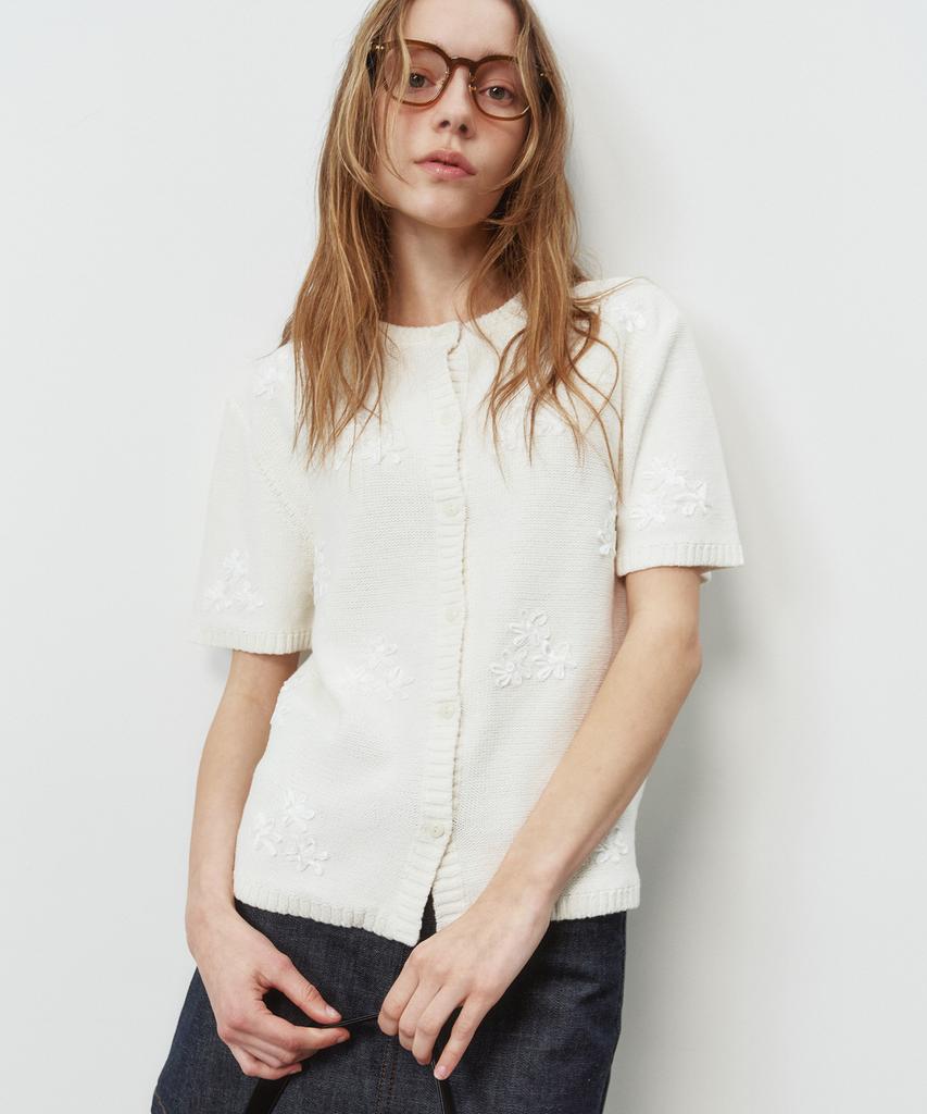 Plac Women Flower Button Down Short Sleeve Cardigan