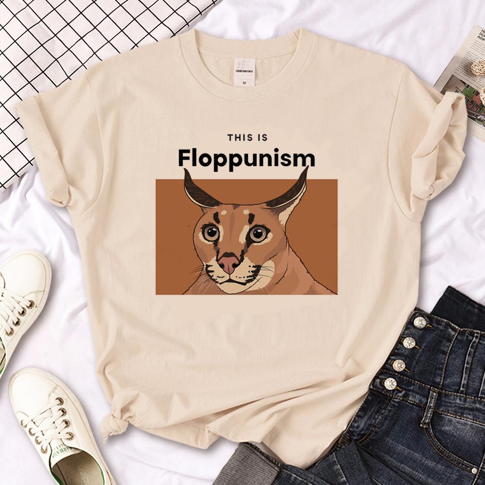 Floppa Tee women funny graphic Tee female harajuku clothes