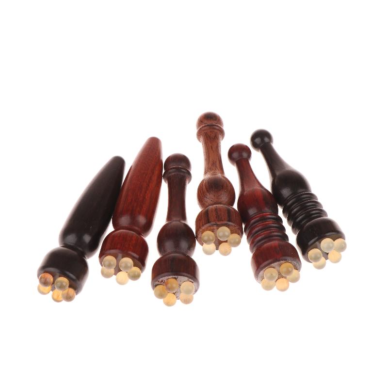 1Pcs Sandalwood Eye Massage Stick Five Beads Lotus Seedpod Face Massage Tools Gua Sha Face Skin Care Massager Reduce Puffiness