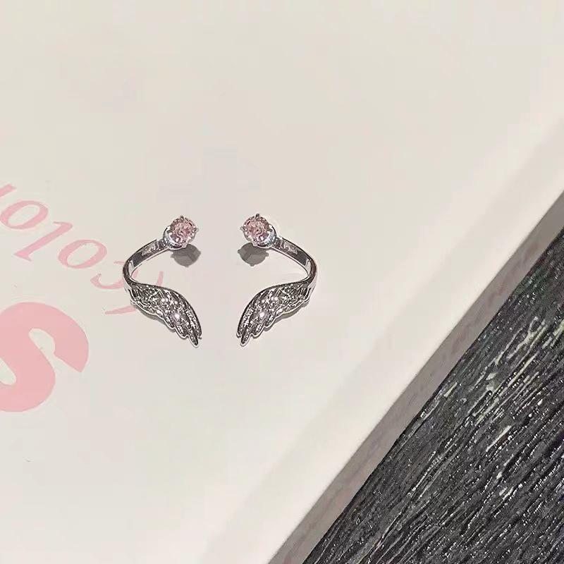 1Pair Sweet Cool Angel Wing Ear Bone Nail For Women  Shiny Zircon Earrings Accessories Jewelry Gifts