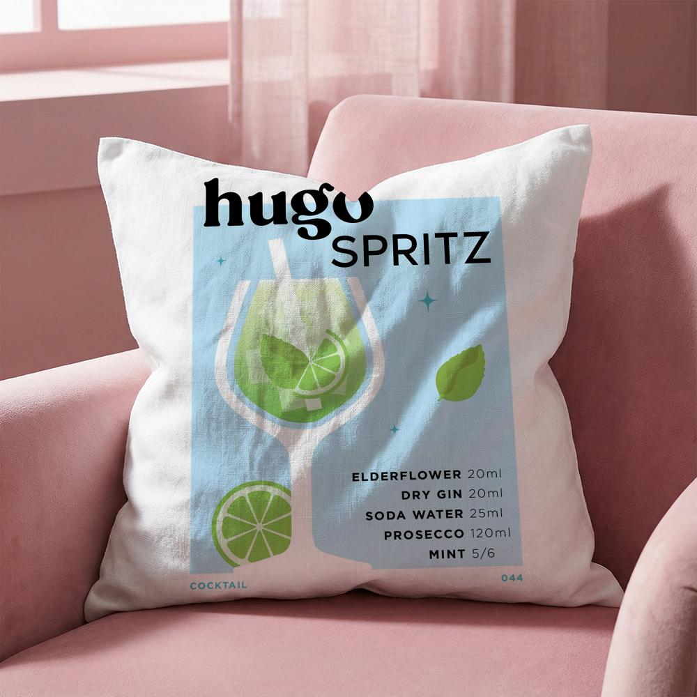 Hugo Spritz Cocktail Cushion Cover Multi-Scene Pillow Cover for Home & Car - Reversible, Soft & Durable for Daily Use