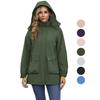 Damen Outdoorjacken Kapuzenpullover Windbreaker Wasserabweisend Fleecefutter Wattierte Warme Mäntel Herbst Winter Oberbekleidung Wandern Windjacke