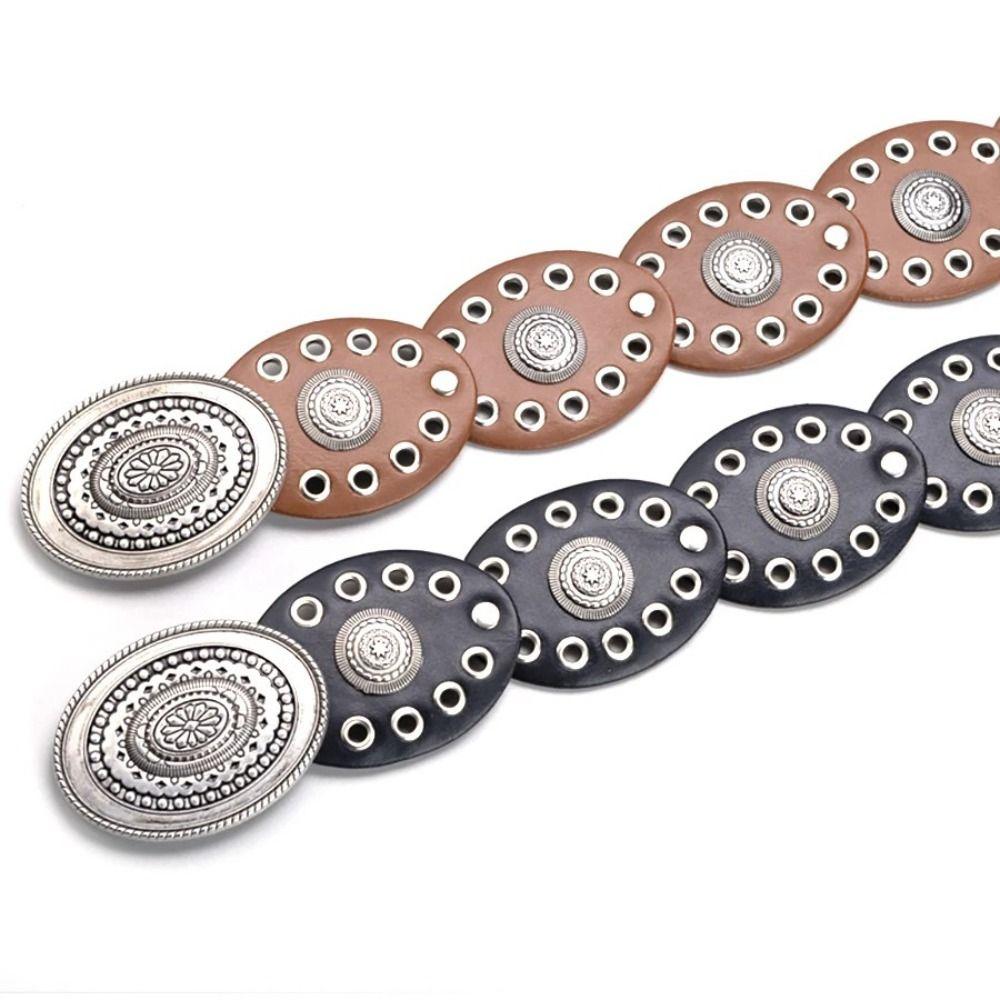 Vintage Cowboy-Bund Jeans-Dekoration Ovales PU-Hohl-Gürtel Cowgirl-Schnallen-Gürtel Kleid-Dekoration