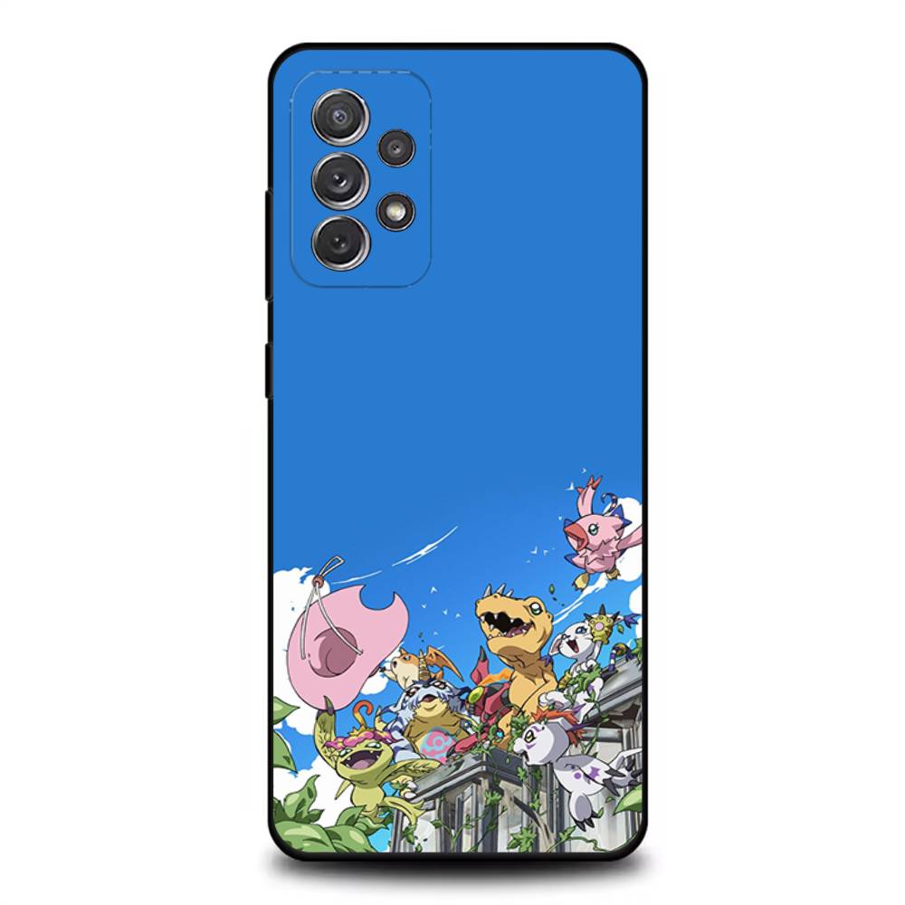 

Cute Digimon Digital Monster Phone Case For Samsung S 25,24,23,22,30,21,10,9,Ultra,Plus,Lite,FE,4,5G Black Soft Case Samsung S25ULTRA