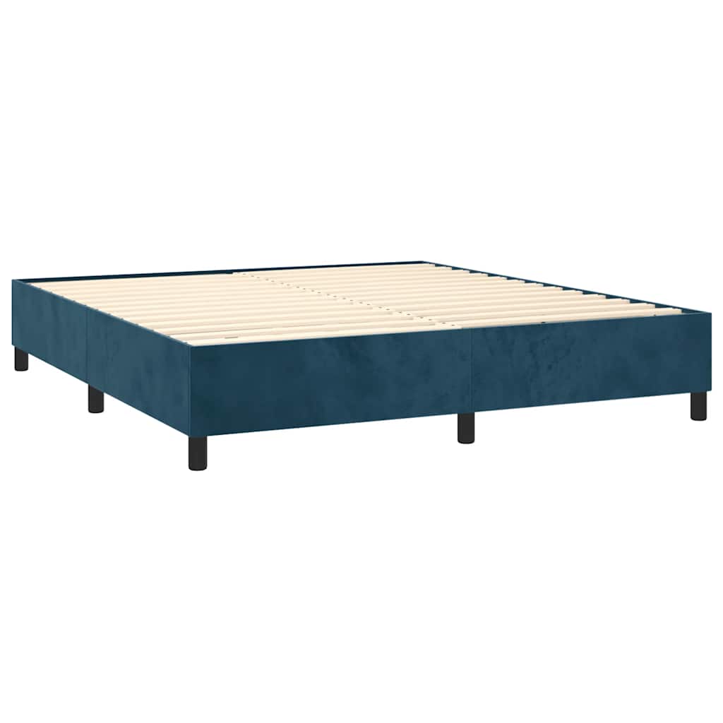 Box Spring Bed with Mattress Dark Blue 160 x 200 cm Velvet